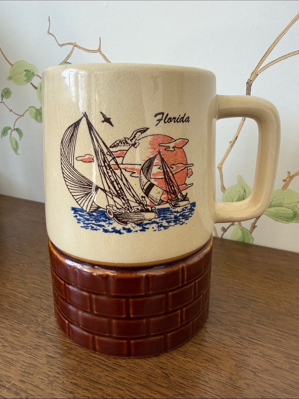 Vintage 80s Florida Souvenir Sailboat Mug